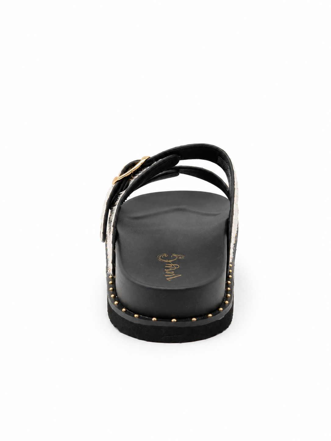 Very G Alma Women's Studded Double Buckle Slide Sandals, Black