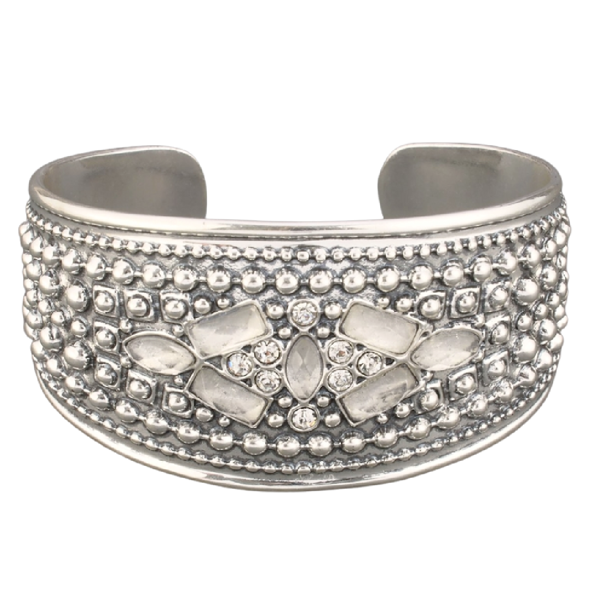 Lucky Brand Set Stone Oxidized Statement Cuff Bracelet