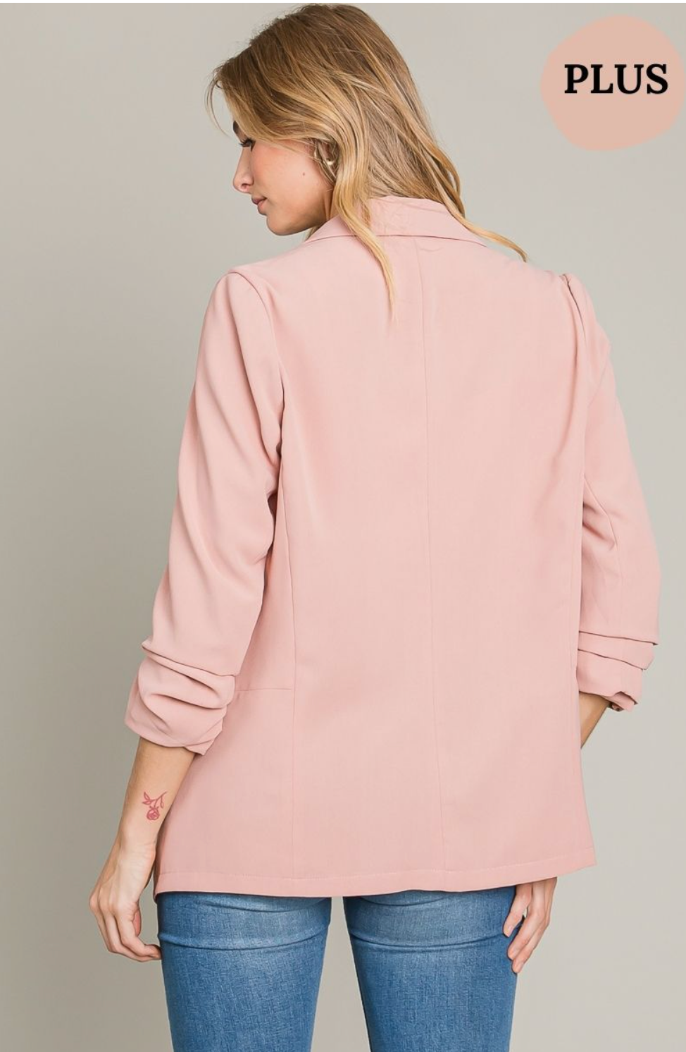 Heyson Women's Open Front Blazer, Rose Petal, 1X