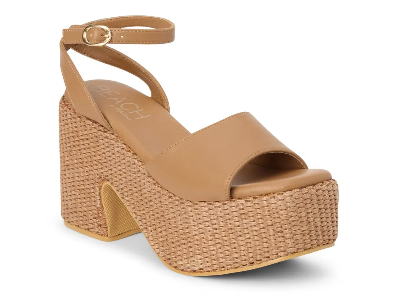 Beach by Matisse Womens Arden Woven Platform Heel Sandal - Cognac