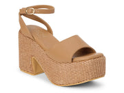 Beach by Matisse Womens Arden Woven Platform Heel Sandal - Cognac