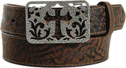 Ariat Womens Hammered Filigree Plate Cross Buckle Moonstruck Leather Belt