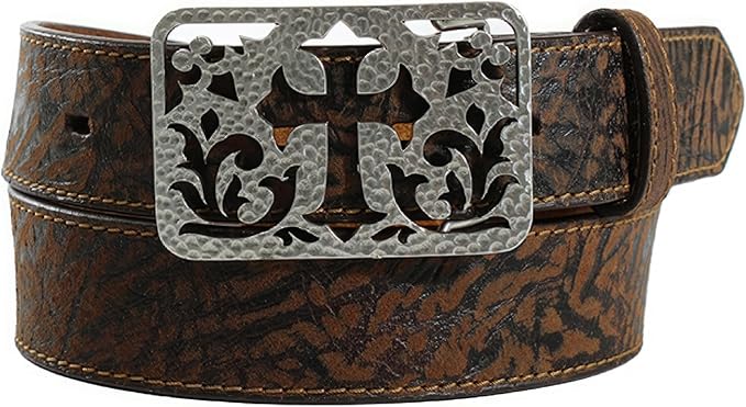 Ariat Womens Hammered Filigree Plate Cross Buckle Moonstruck Leather Belt
