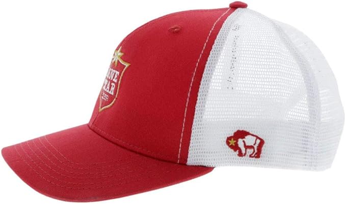 Hooey Mens Lonestar Shield Logo Adjustable Snapback Trucker Cap Hat, Red/White