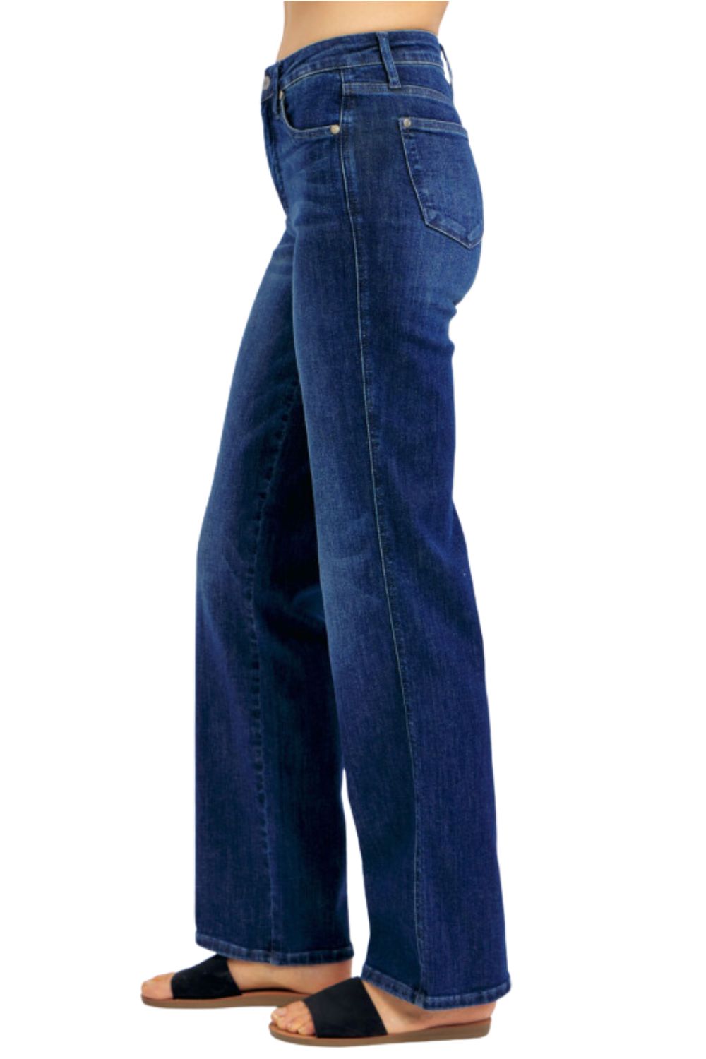 Judy Blue Womens Mid Rise Tummy Control Classic Straight Fit Jeans