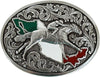 Ariat Mens Oval Mexican Flag Horse Rider Floral Belt Buckle