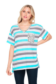 HoneyMe Womens Short Sleeve V-neck Pocket Tee Shirt