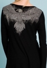 Vocal Womens Long Sleeve Shirt Black High Low Top with Wings