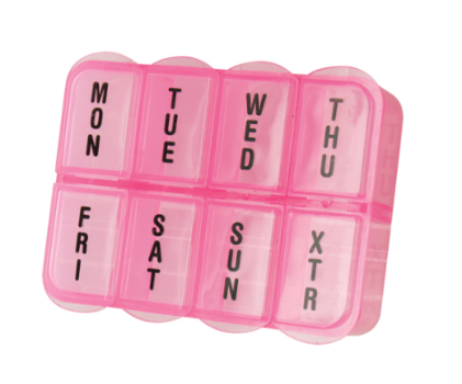 The Pill Case Box Organizer, Stay Organized, Healthy, Strong, Never Forget