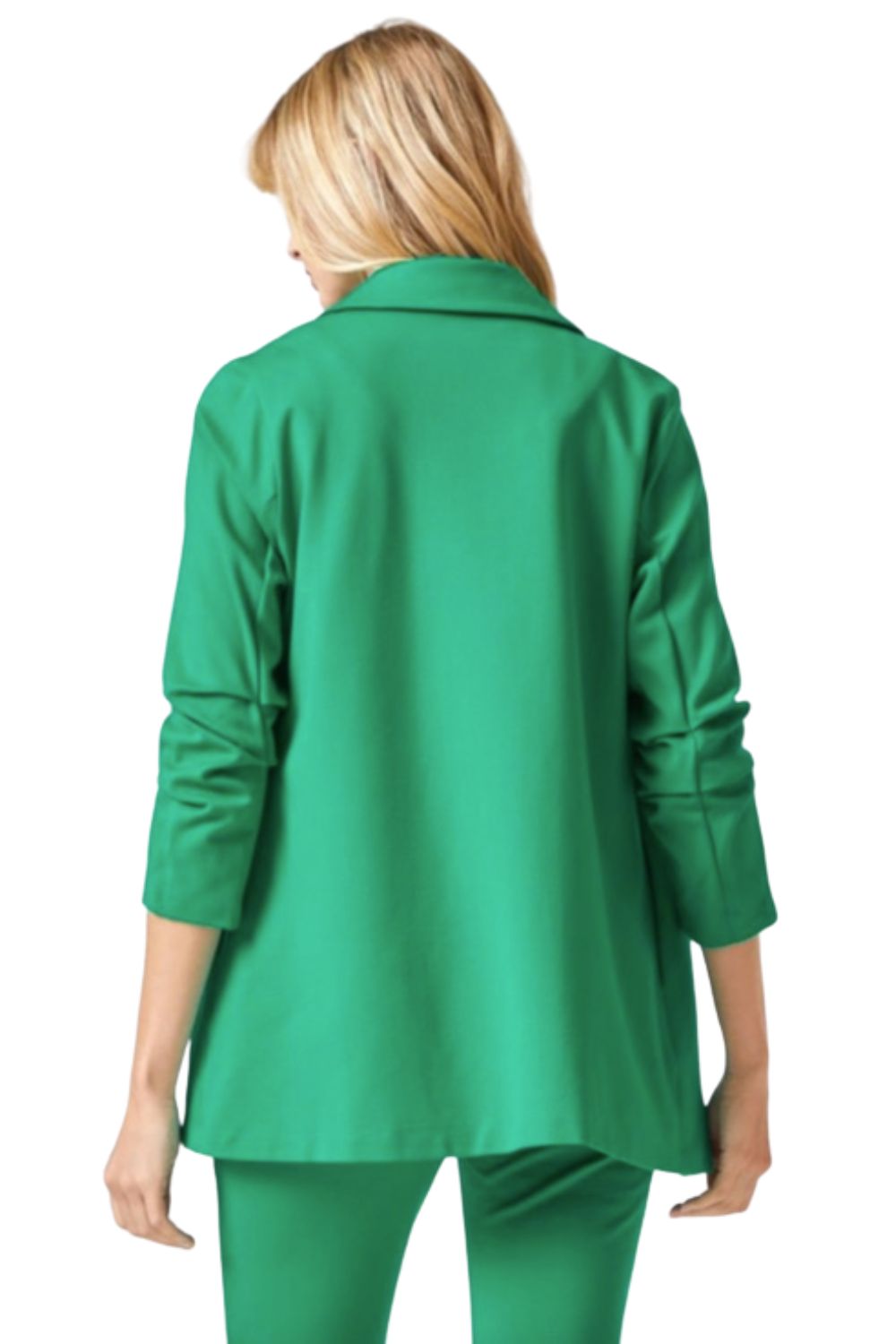 Dear Scarlett Womens 3/4 Ruched Sleeve Magic Blazer