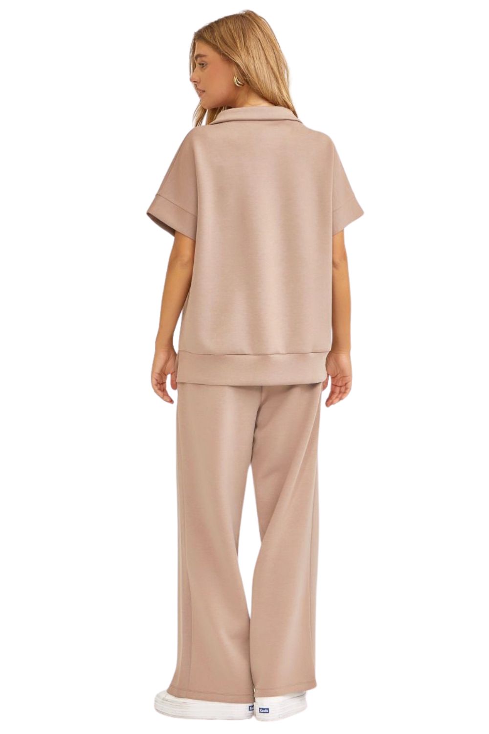 Dear Scarlett Womens Catalina Dolman Sleeve Top & Pants Travel Set, Cappuccino