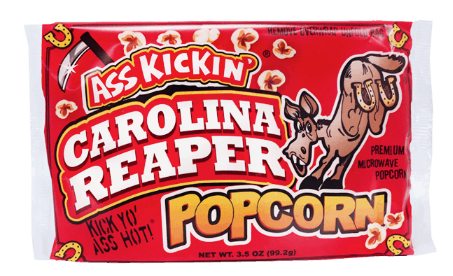 Ass Kickin' Gourmet Gift Popcorn, Carolina Reaper Pepper Microwave Popcorn 1 Bag
