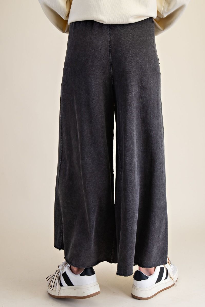 Easel Womens Washed Terry Knit Wide Pants