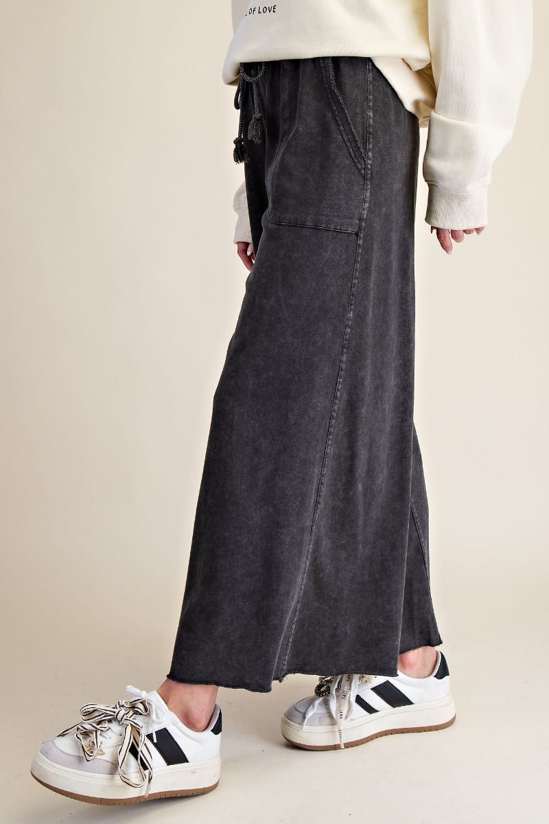 Easel Womens Washed Terry Knit Wide Pants