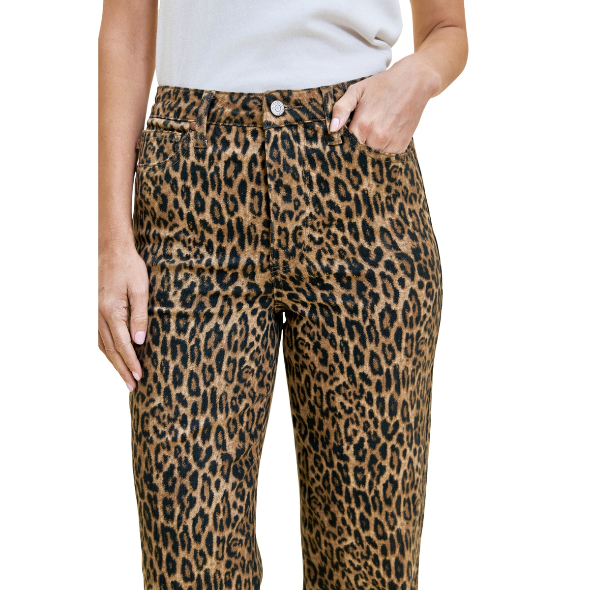 Judy Blue Women's Kimberly High Waist Classic Jeans, Leopard Print