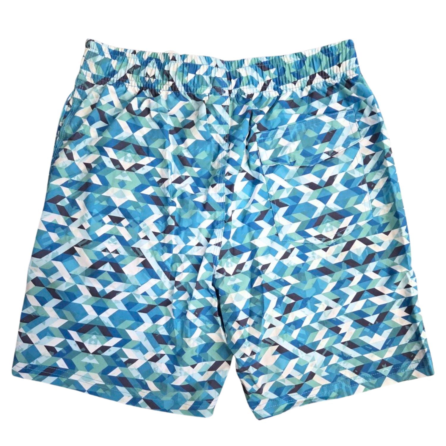 Heat Swimwear Mens Tie Front Board Short Swim Trunks, Blue Geo
