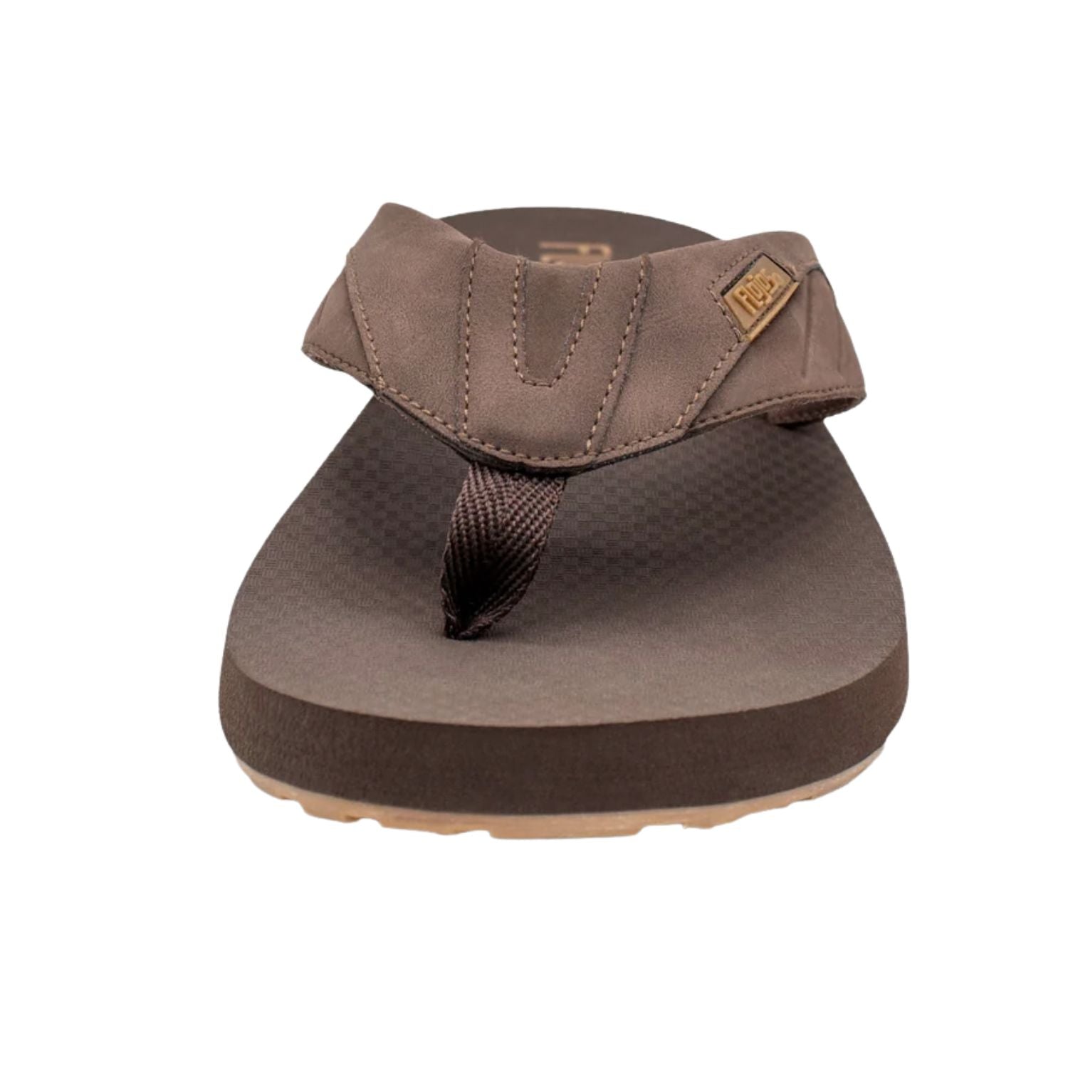 Flojos Mens Ancho Wide Fit Debossed Strap Slip On Flip Flop Sandals, Brown/Gum