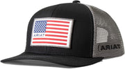 Ariat Mens American Flag Patch Adjustable Snapback Cap Hat, Black/Grey