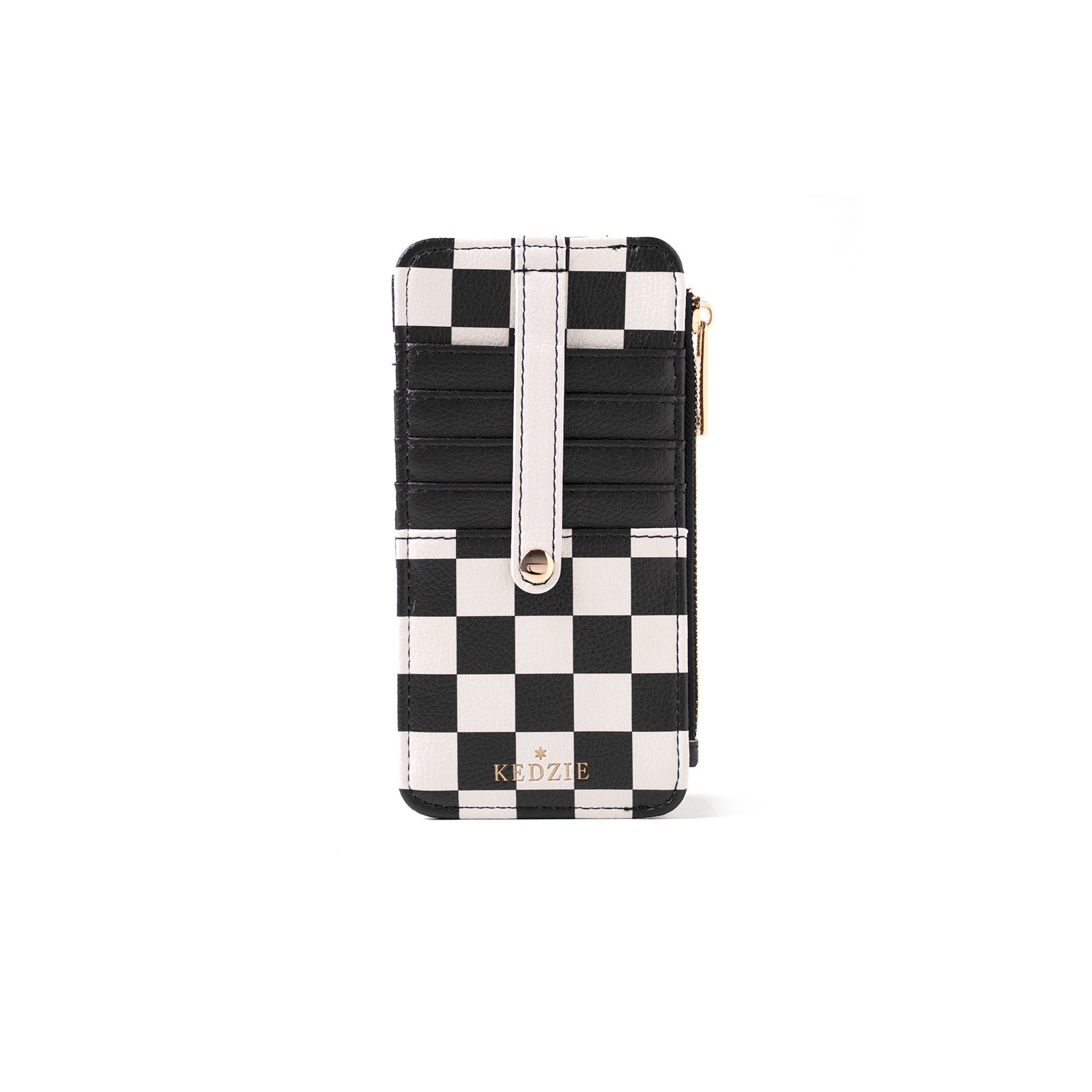 Kedzie Womens Slim Vegan Leather Essentials Only Zippered Card Wallet