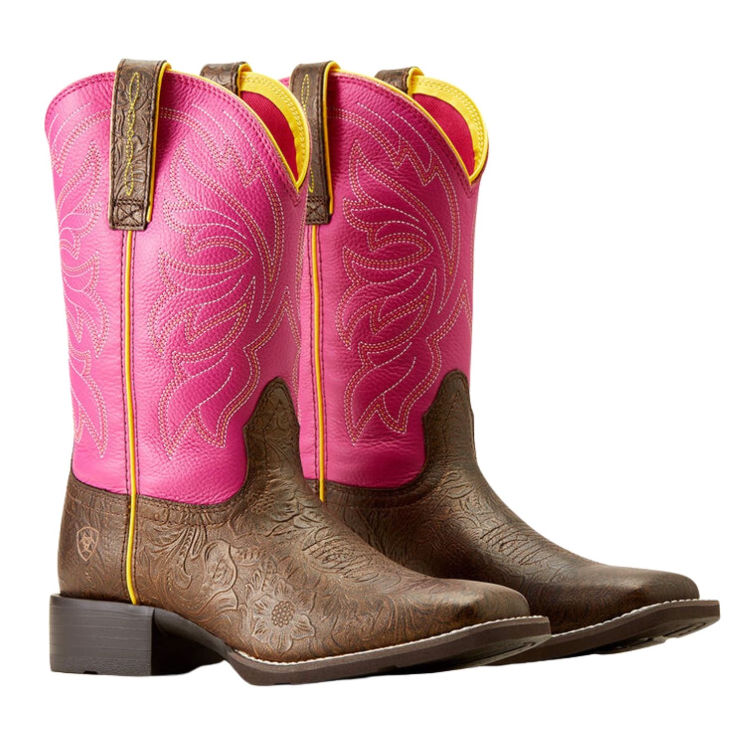 Ariat Womens Buckley Leather Western Boot, Bronze Age / Blushing Pink