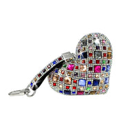 Jacqueline Kent Rhinestone Heart Purse Charm Keychain, Diamond Candy Crush