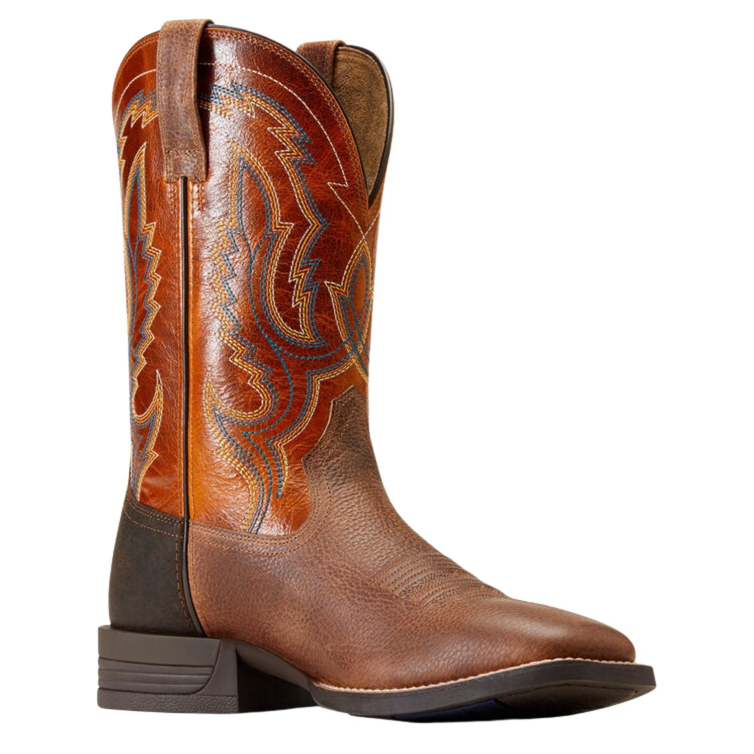 Ariat Mens Steadfast Leather Western Boots, Western Brown / Fall Orange