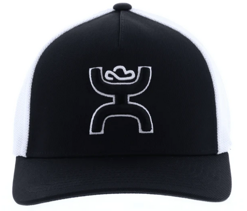 Hooey Mens "Coach" Black/White Hat Cap, Flexfit, L/XL