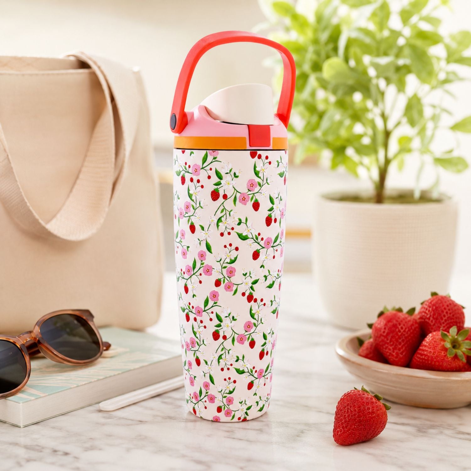 Jane Marie Berry Bloom 30oz Water Bottle With Straw Cap