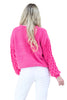 Womens Chenille Sweater With Braid Knitted Sleeves