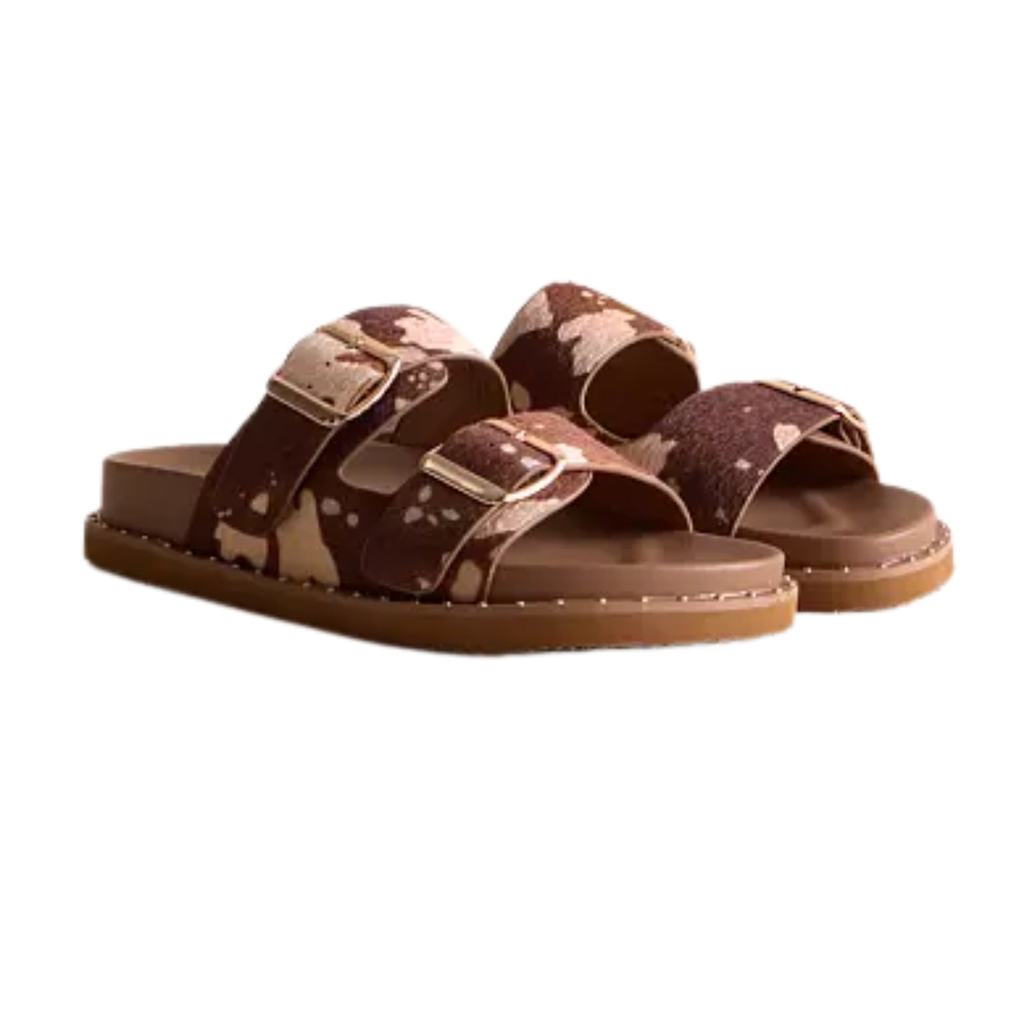Very G Alma Women's Studded Double Buckle Slide Sandals, Light Tan