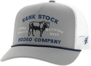 Hooey Mens Rank Stock Logo Adjustable Snapback Trucker Cap Hat, Grey/White