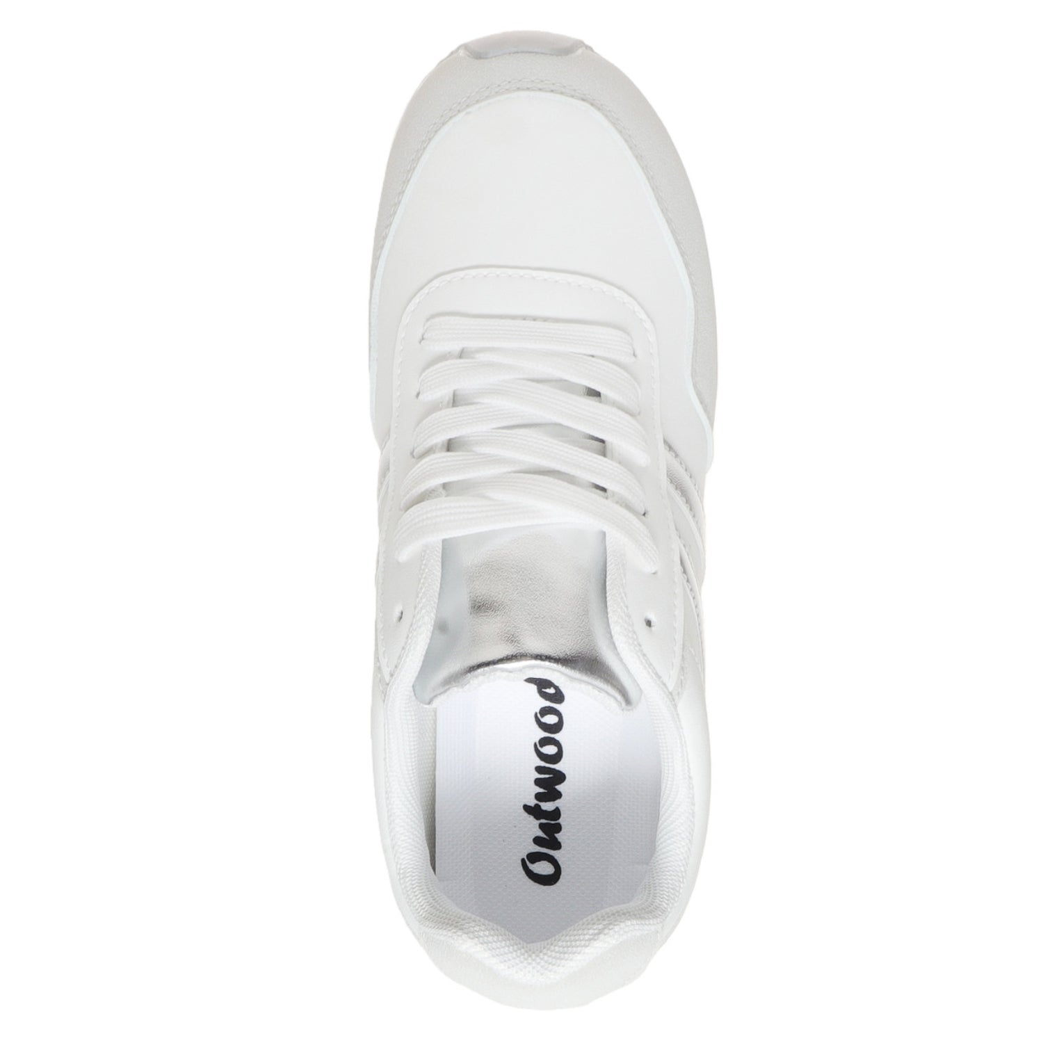 Outwoods Women's Brenna-2 White Platform Fashion Sneaker, Silver Combo