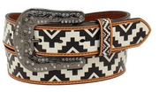 Angel Ranch Women's Belt 1.5" Zig Zag Diamond, Black & White, Medium