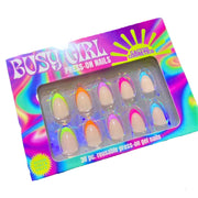 Cactus Cosmetics Busy Girl Reusable Press-On Gel Nails, 30 Pieces, Neon Moon