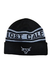 Lost Calf Mens Short Logo Embroidered Beanie- Black