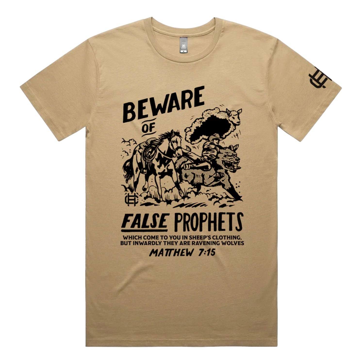 Lane Frost Unisex Beware of False Prophets Short Sleeve Tee Shirt