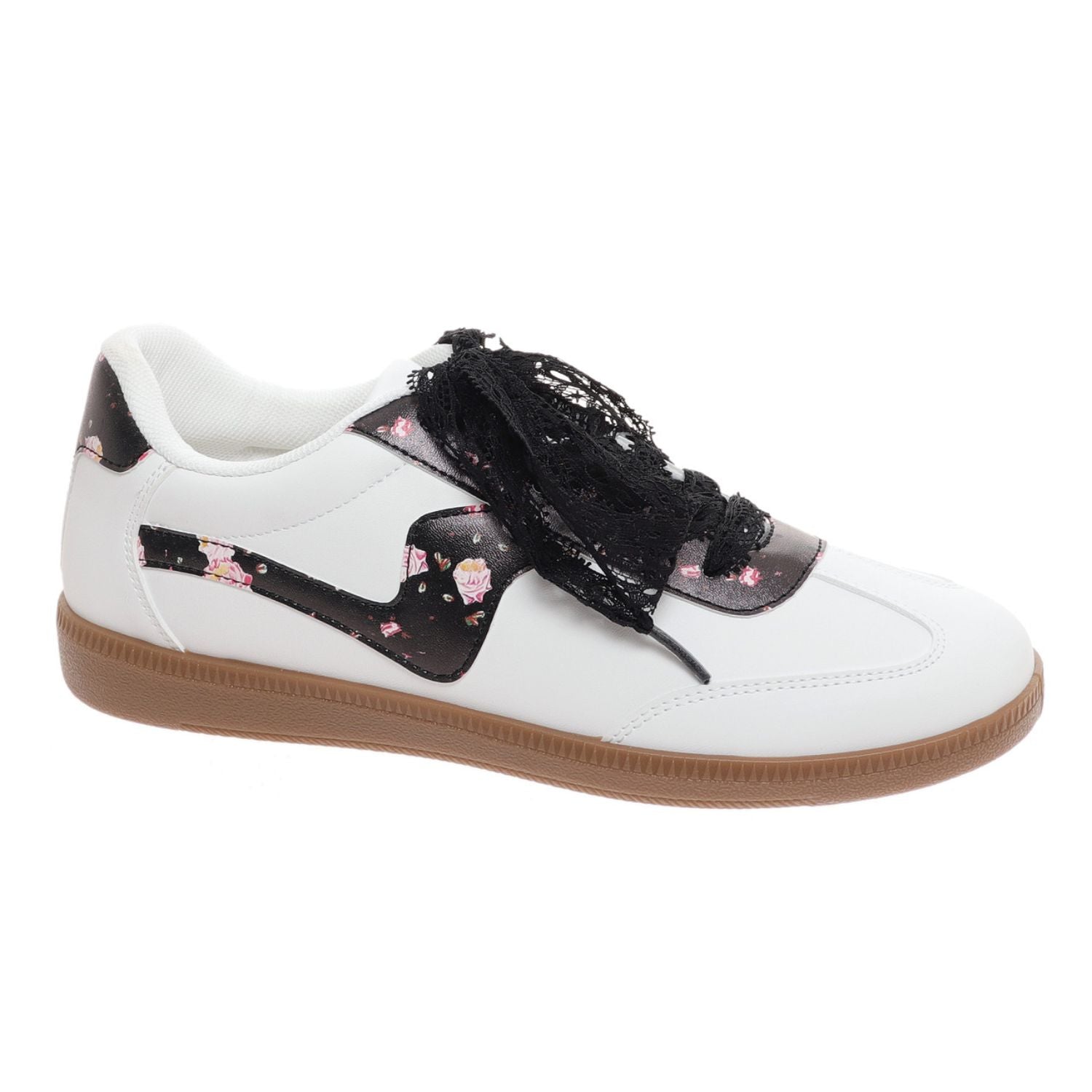 Outwoods Womens Great-5 SneakerBlack & White Combo, Floral