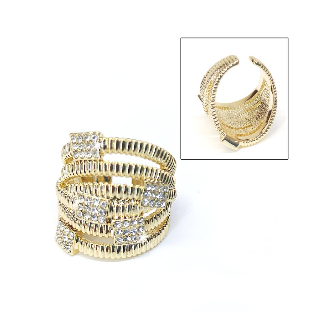 Jacqueline Kent Multi Strand Confetti Gold Ring