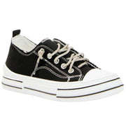 Very G Womens Aman 2 Lace Up Platform Slip On Canvas Sneaker, Black