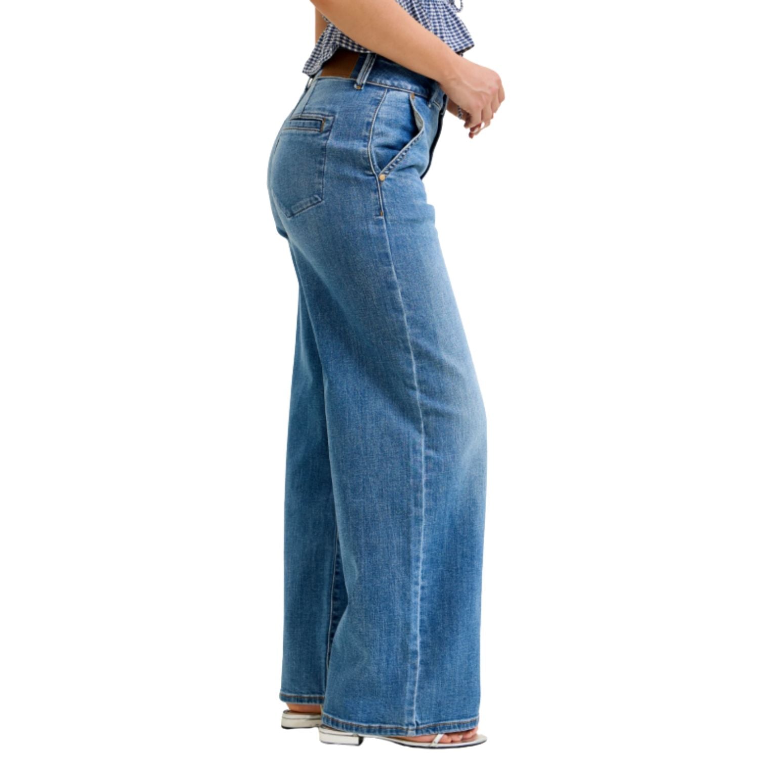 Judy Blue Womens High Waist Column with Trouser Styling Denim Jeans