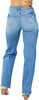 Judy Blue Womens High Waist Tummy Control Destroy Knee Straight Fit Jeans