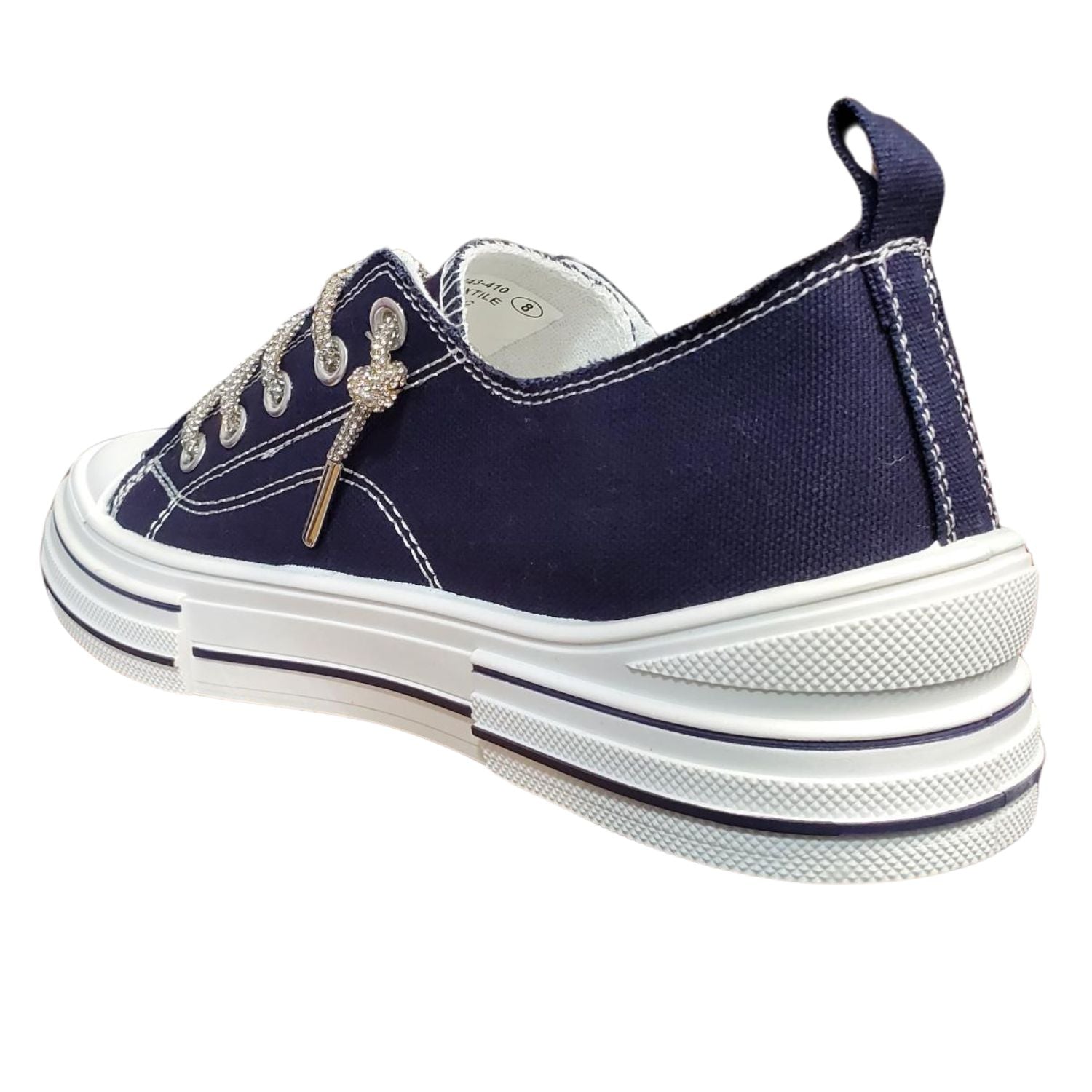 Very G Womens Aman 2 Lace Up Canvas Sneaker, Navy