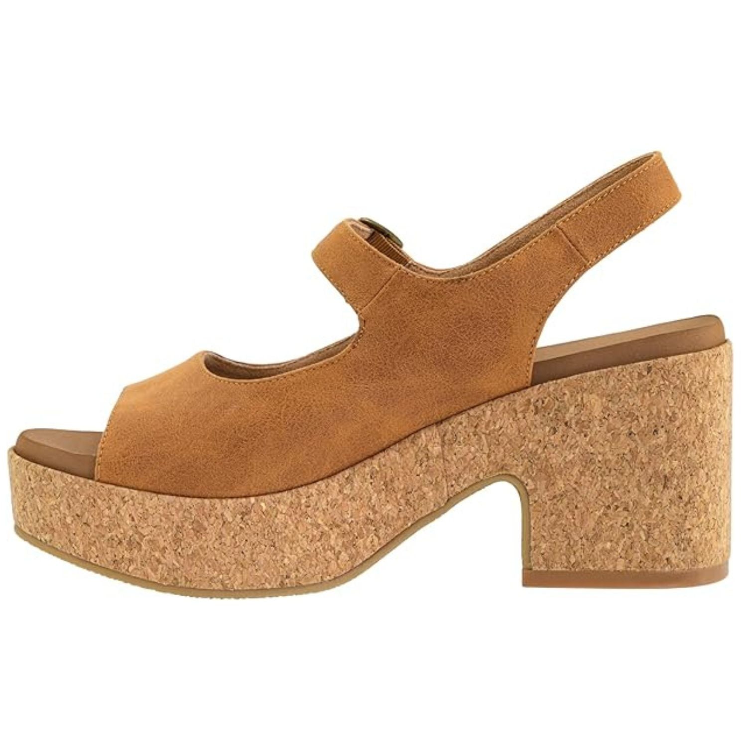 Corkys Womens Miss Behavin Faux Leather Chunky Block Heel, Camel