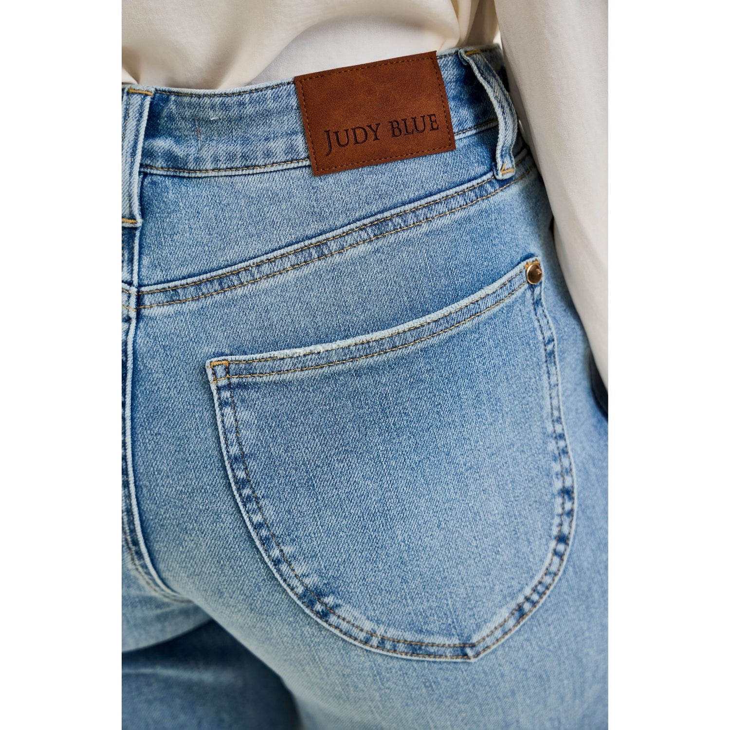 Judy Blue Angelina Women's High Rise Jeans with Harness Trim, Crisp Blue