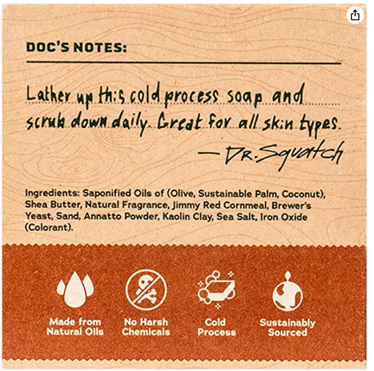Dr. Squatch All Natural Bar Soap for Men with Medium Grit, Wood Barrel Bourbon