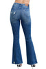 Judy Blue Womens High Waist Contrast Wash Destroyed Flare Denim Jeans