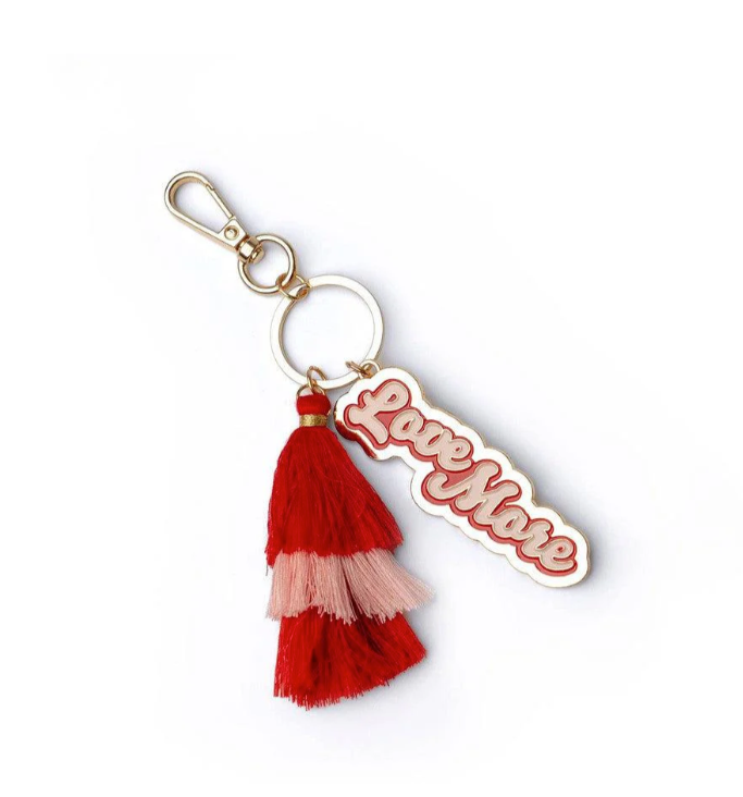 Olivia Moss Brightside Keychain, Playful Phrase and Colorful Tiered Tassel Charm