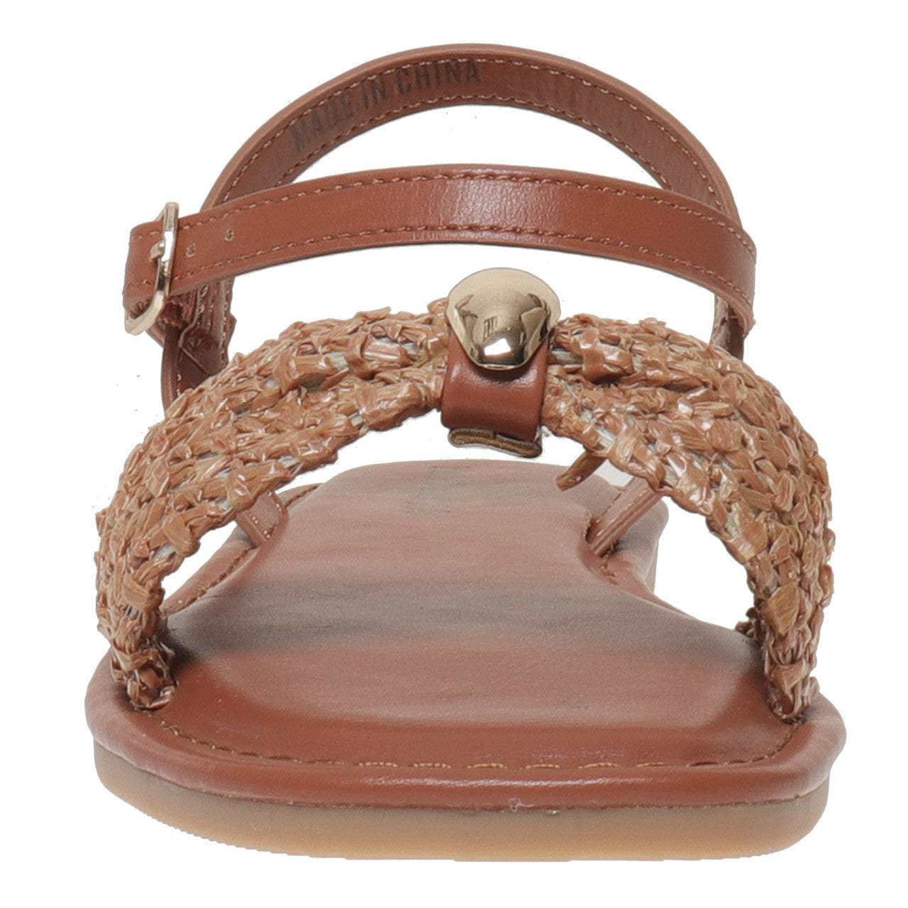 Pierre Dumas Girls Suzana-1 Gold Bow Ornament Flat Sandals- New Tan