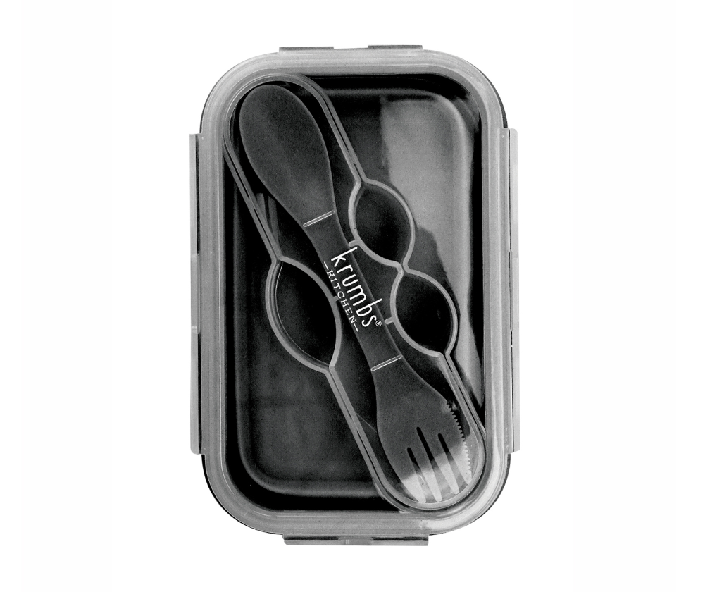 Krumbs Kitchen Essentials Silicone Collapsible Lunch Container with Spoon/Fork