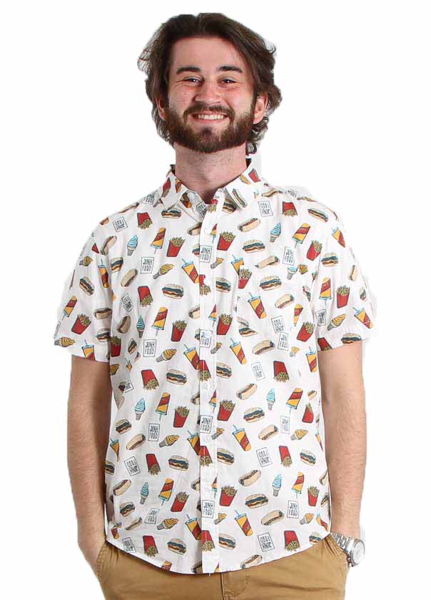 Retrofit Mens Short Sleeve Woven Button Up Shirt